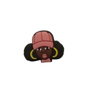 Black Woman in Pink Hat Croc Charm